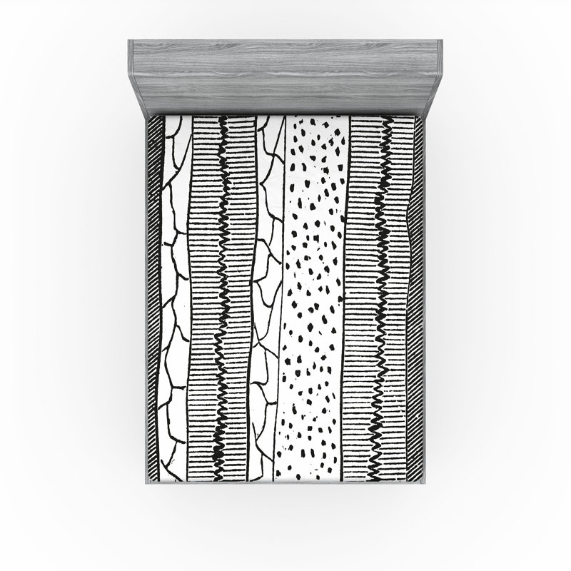 Gray DimGray White Abstract, Queen Fitted Sheet