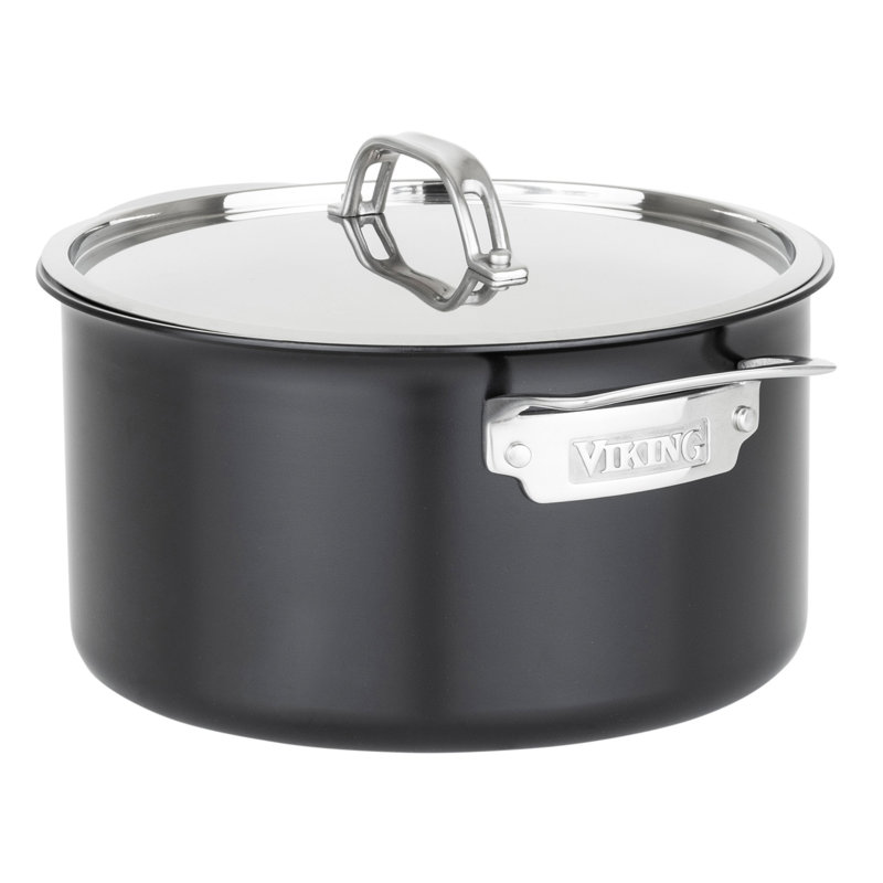 Viking 12pc Cast Black 3-Ply Stainess Steel Cookware Set with Metal Lids