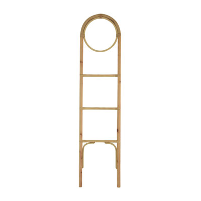 Telissa Decorative Ladder Rack with Round Top, Natural Brown Fiber, 72 Inch