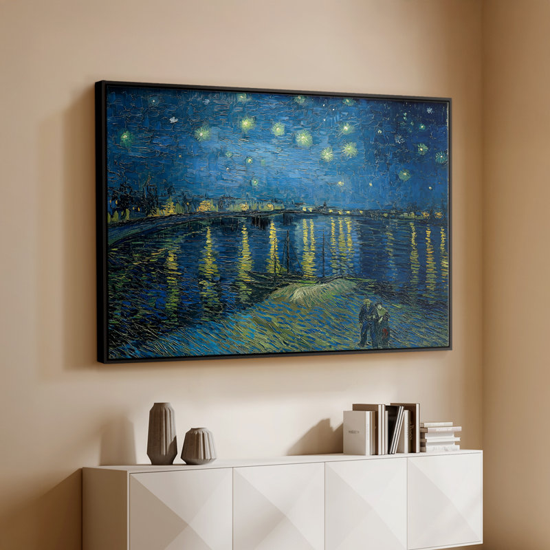 Nuit étoilée au-dessus du rhône, 1888 - Vincent van Gogh, toile tendue avec châssis, 26 x 40, Noir