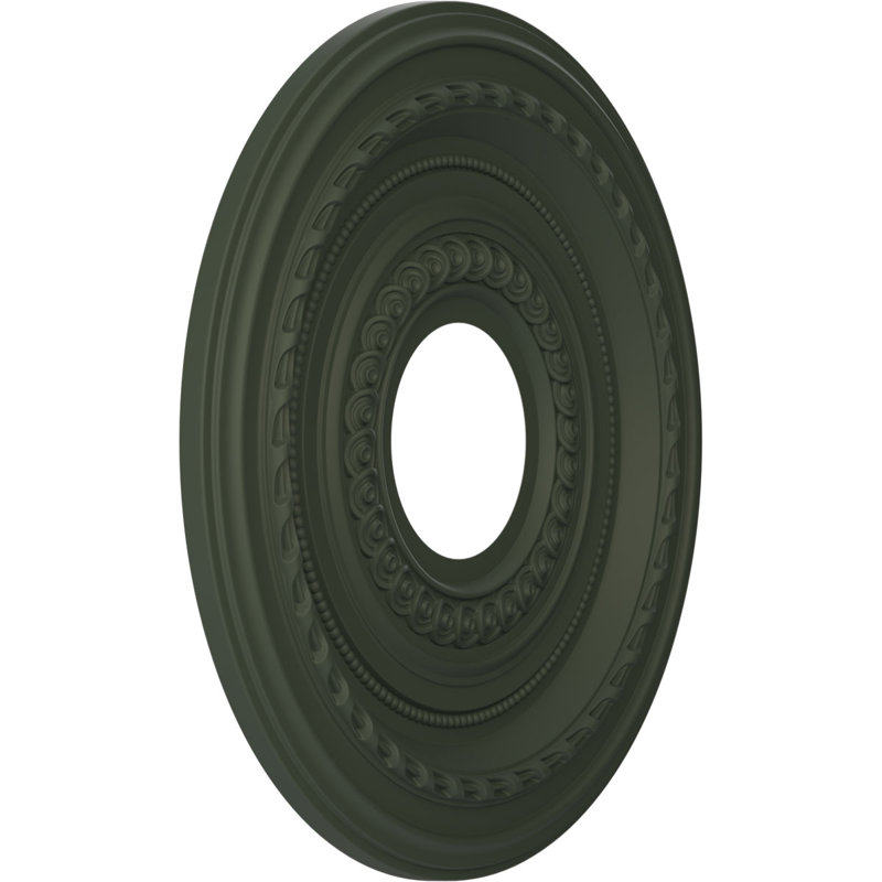 Médaillon Cole en PVC thermoformé pour plafond, H 13 po x l 13 po x P 0,75 po, Vert club de chasse satiné UltraCover