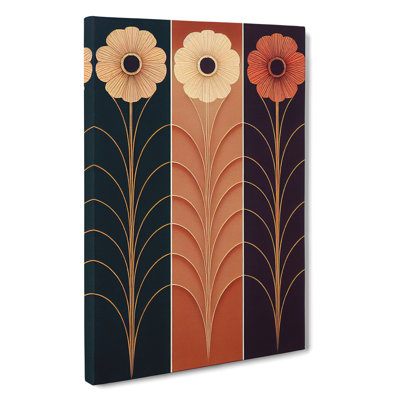 Retro Flowers No.1 - Wrapped Canvas