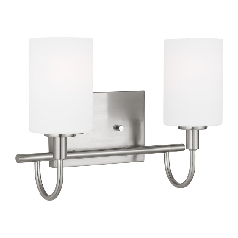 Éclairage pour salle de bain à intensité variable 2 lumières Rowley, Nickel brossé