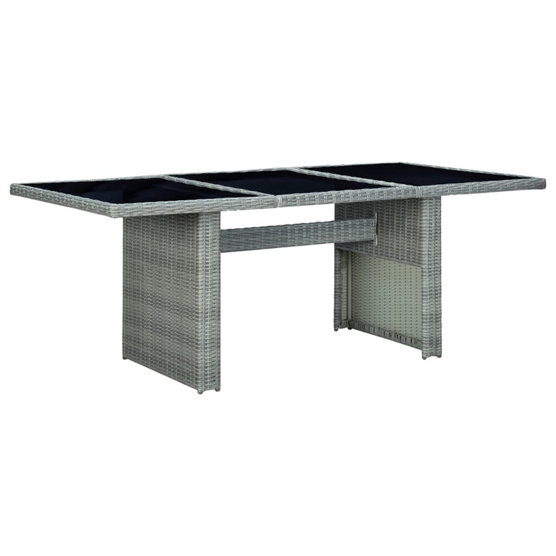Promfret Rectangular Metal Outdoor Dining Table , 200cm cm W 100cm cm D, Light Grey/Black