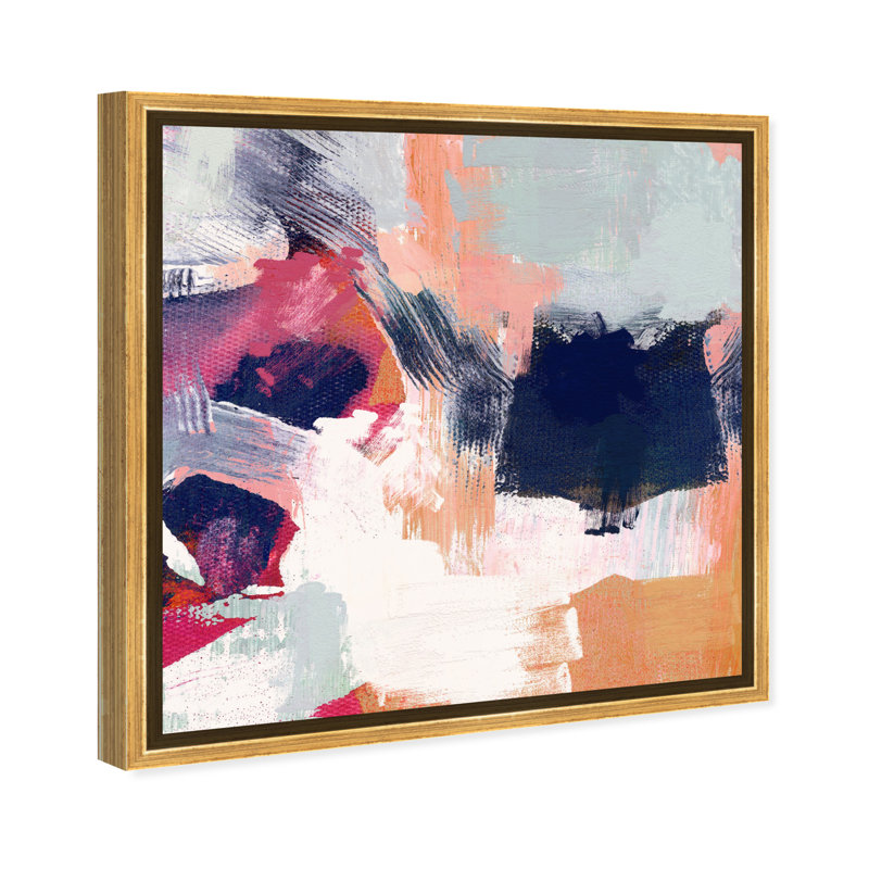 «Abstract Sunrise Sorbet Textures», impression sur toile, H 40 po x l 40 po, Toile encadrée d'or