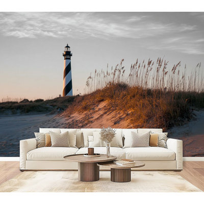 Peel and Stick Wallpaper Cape Hatteras Lighthouse Outer Banks Wall Murals 69"H x 96"W Removable PVC Wall Paper Self-Adhesive Wall Paintings Art Decor for Bedroom Living Room