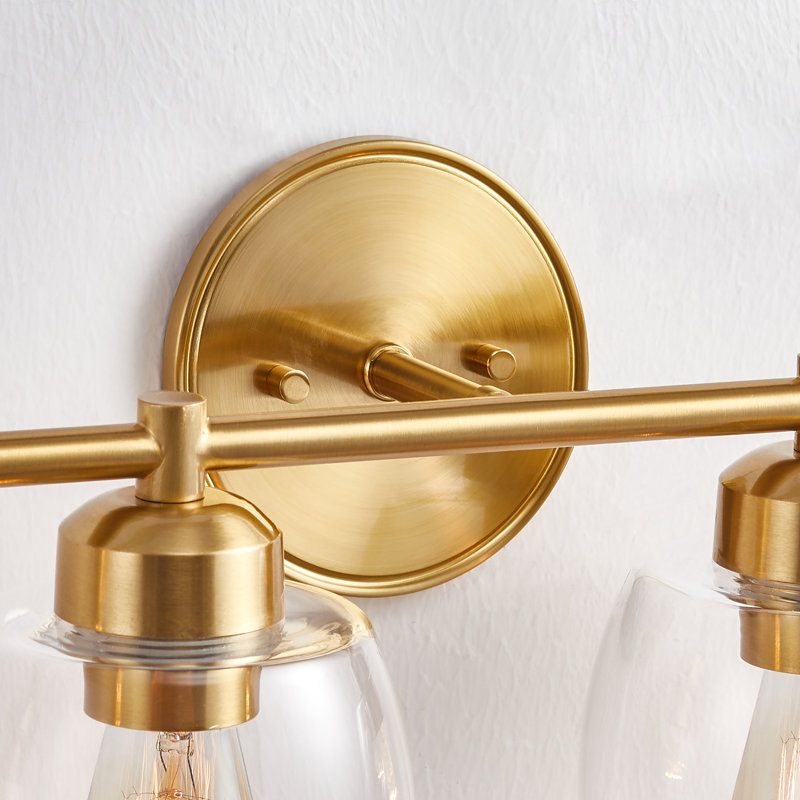 Dimmable Bathroom Vanity Light with Glass Shade, Antique Brass, 4 Lights