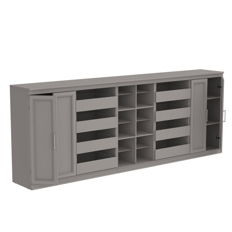Modular Storage 106.97" W 18-Shelf Wood Closet System, Gray