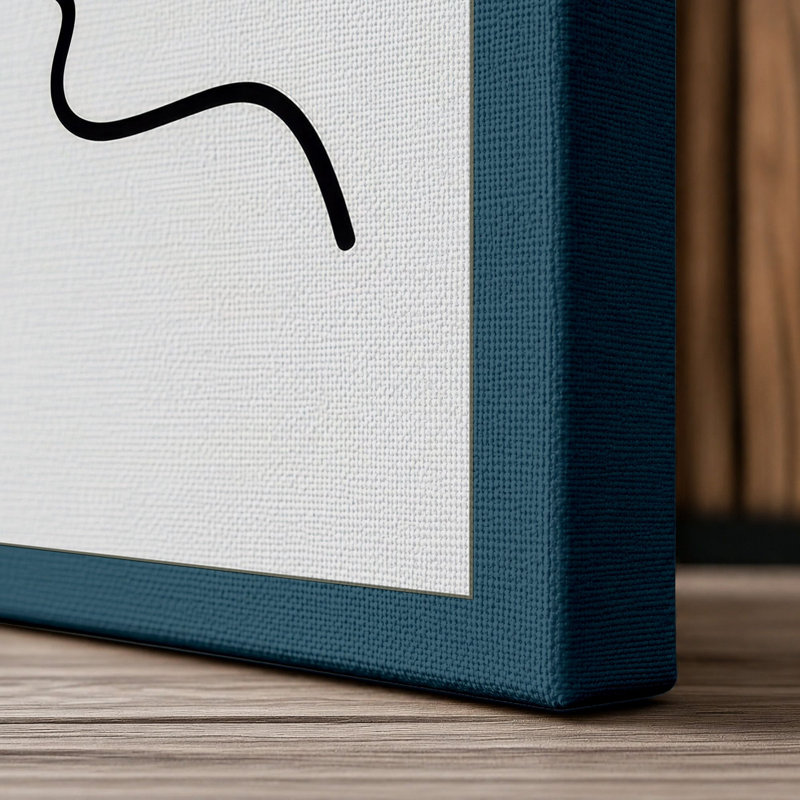 Two Hearts, One Line Minimalist - Wrapped Canvas, 24x16 - 61.0 x 40.6 cm, Teal Border