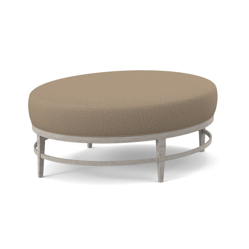 Elliptic Oval Ottoman, Bisque, Venice Ivory 100% Polyester