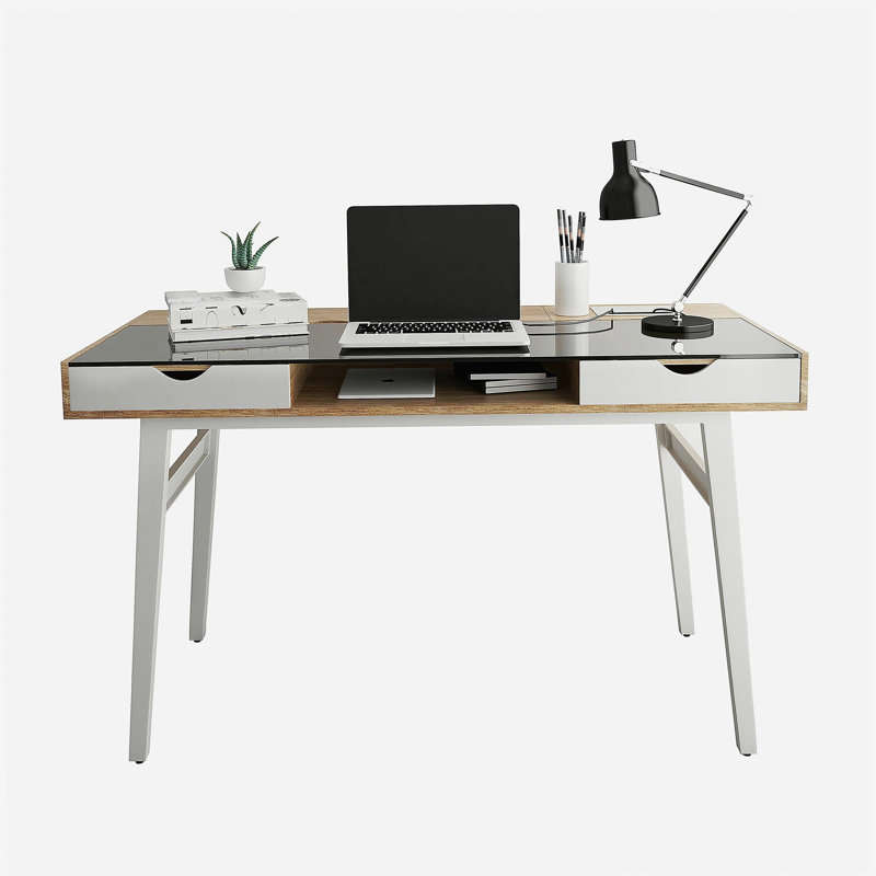 Bureau d'ordinateur compact avec rangement multiple Techni Mobili, noyer