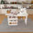 4-in-1 Folding Sewing Table with Lockable Wheels – Multi-Functional Craft Station, End Table, Computer Desk & Kitchen Storage with Shelves, White Rolling Sewing Machine Table for Apartments