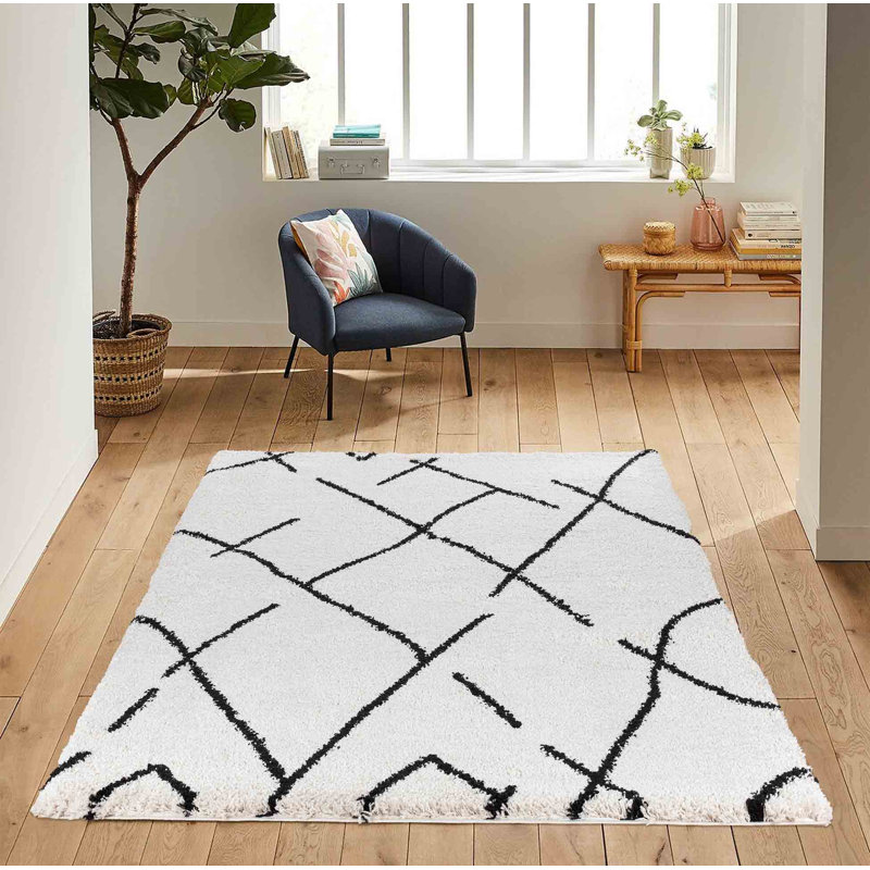 Tybee Geometric Shag Area Rug, Rectangle 120 x 170cm