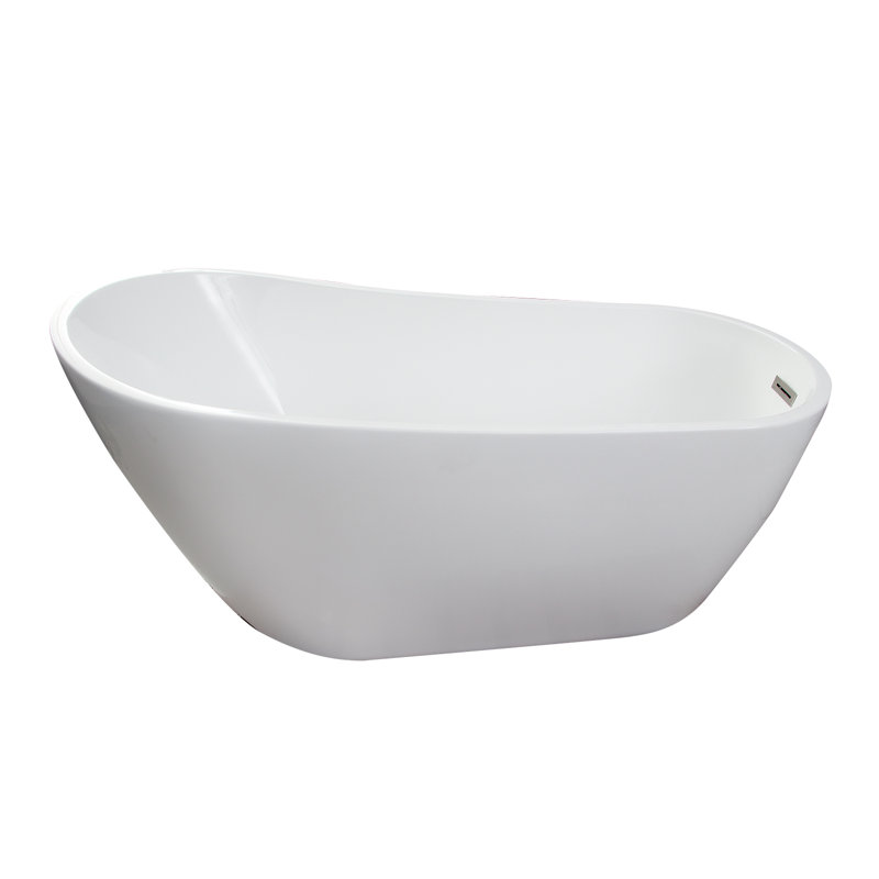 Lucinda 65.5'' x 28.37'' Soaking Acrylic Bathtub, Brushed Nickel