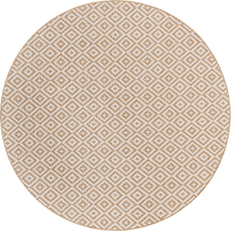 Outdoor Destiny Area Rug Bone Color, Round 6'7"