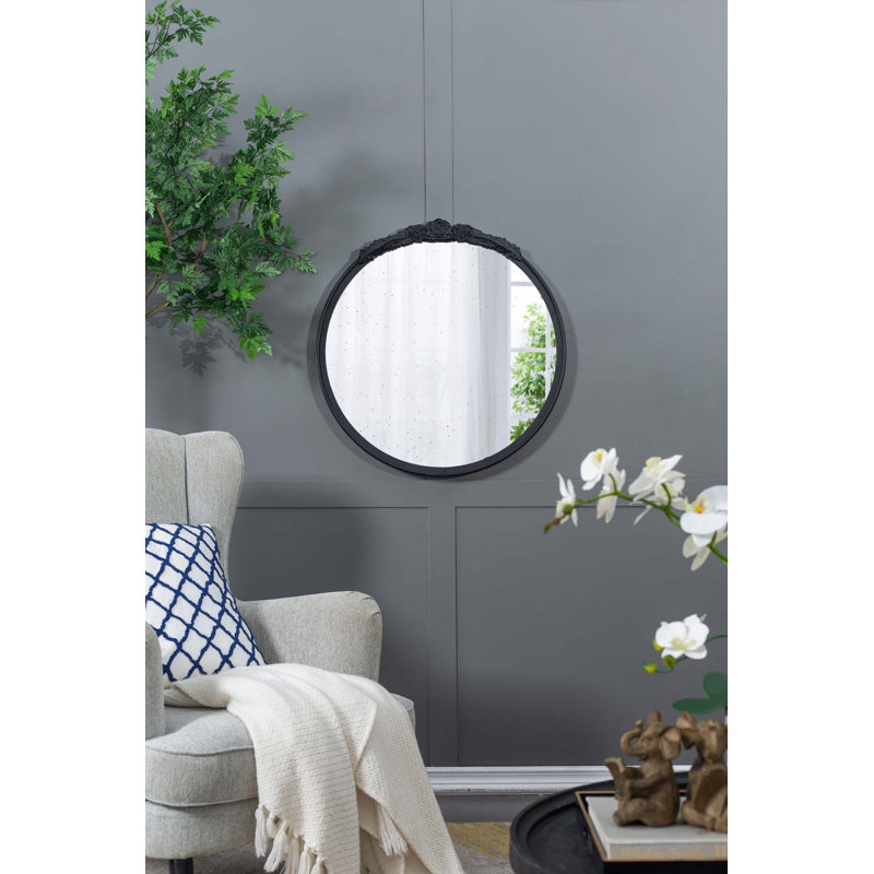 Cadre de miroir antique 30 po, Noir