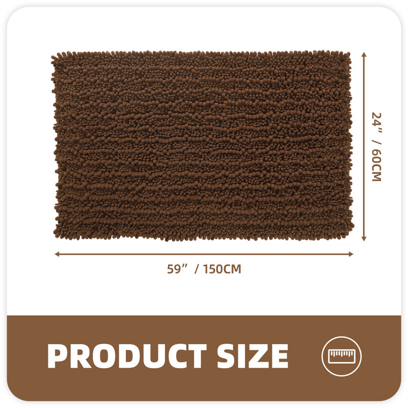 Tapis pour salle de bain Egista, L 59 po x l 24 po, Brun