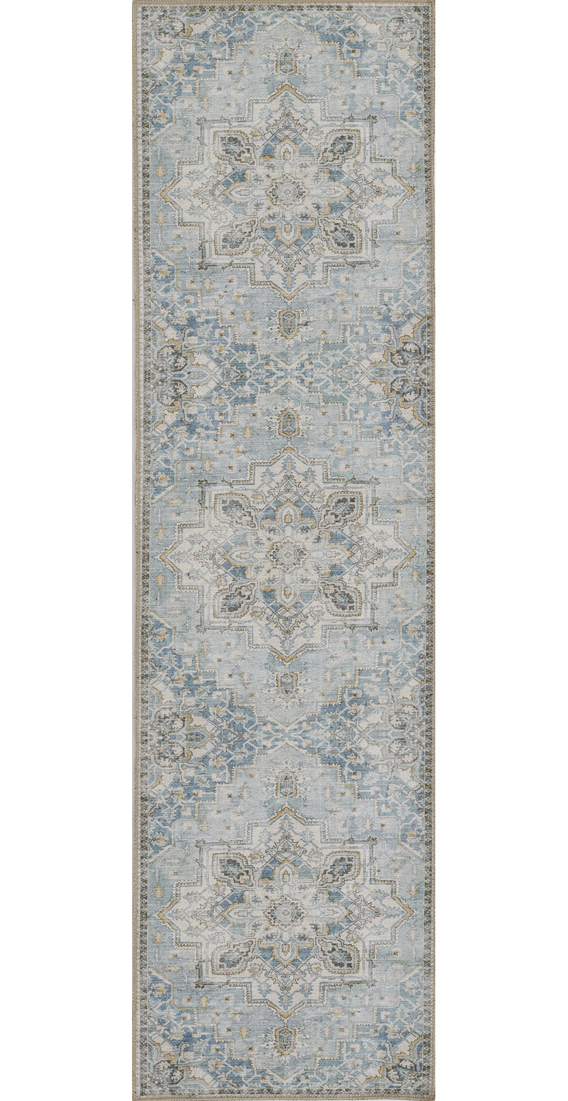 Maz Light Blue Oriental Rug, Runner 2'3" x 7'6"