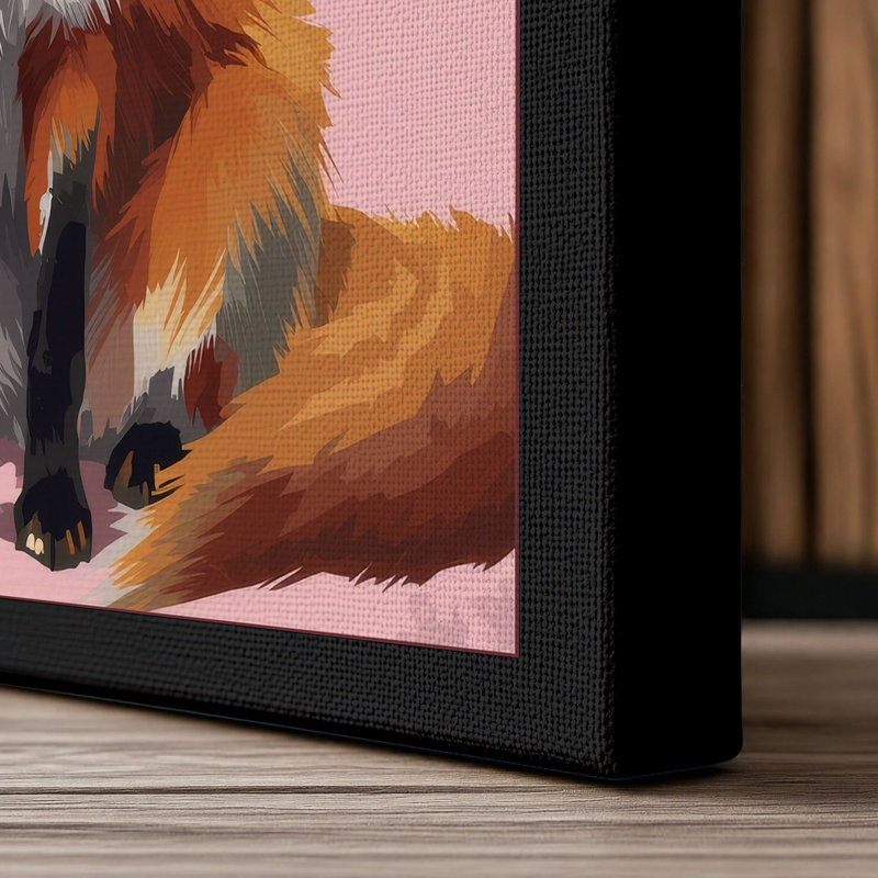 Fox Portrait Modern - Wrapped Canvas, 24x16 - 61.0 x 40.6 cm, Black Border