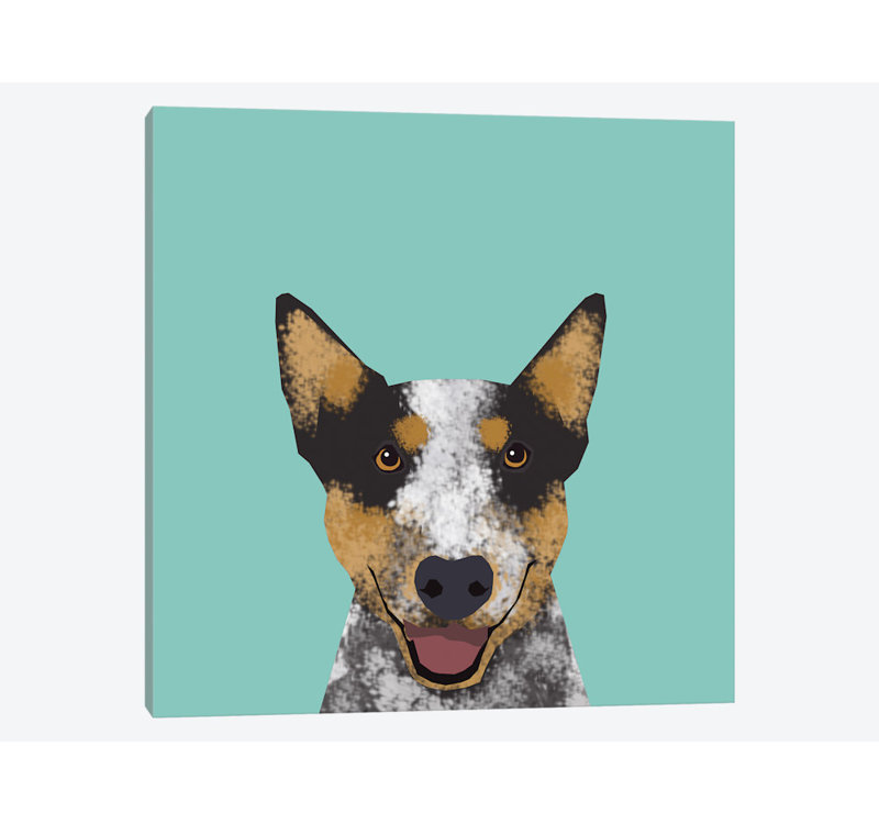 Bouvier australien, impression sur toile tendue, H 26 po x l 26 po x P 1,5 po, Pas de tapis, Toile tendue