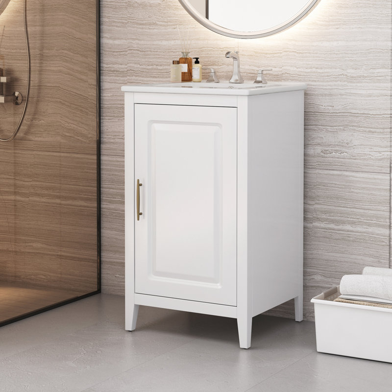 Meuble-lavabo de salle de bain avec lavabo, Blanc