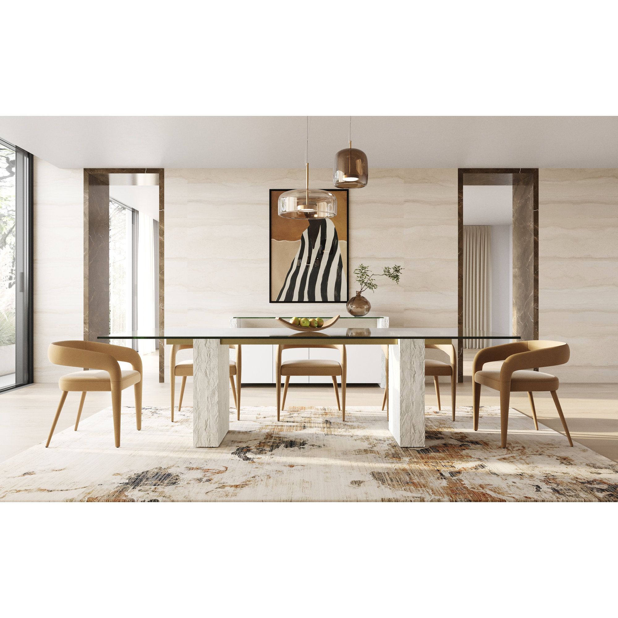 Freddi Velvet Dining Chair, Tan