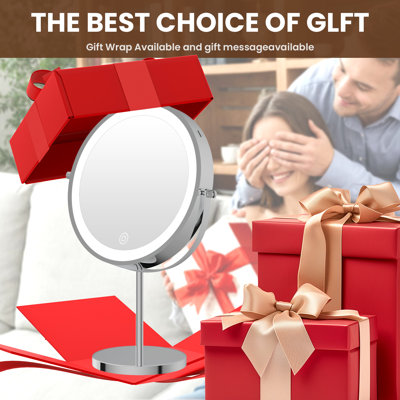 8"LED Lighted 1X/10X Magnifying Makeup Mirror