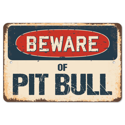 Decal-Pit Bull_Beware Of Pit Bull Rustic Sign Signmission Classic Rust Décoration Plaque murale