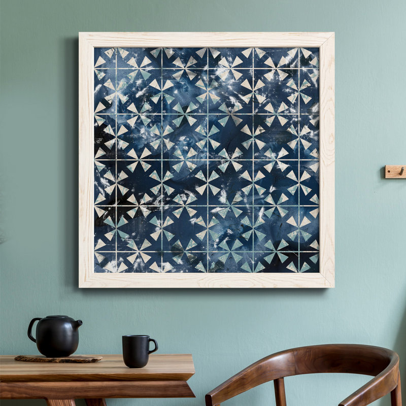 Toile encadrée de qualité supérieure Tile-Dye III - prête à être accrochée, Cadre blanc, H 17 po x l 17 po x P 1,5 po
