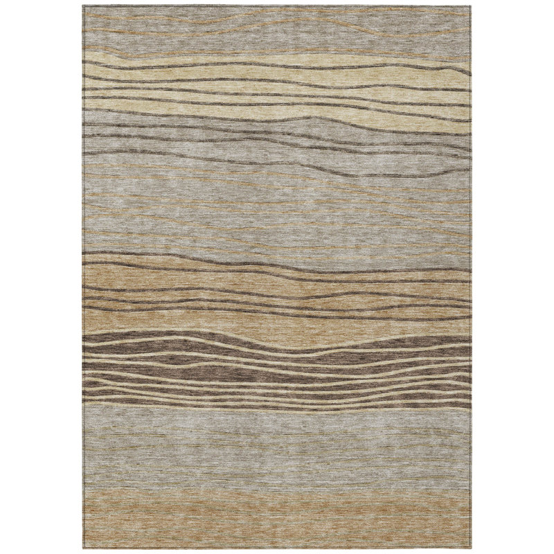 Tapis extérieur lavable rayé brun taupe 3 pi x 5 pi