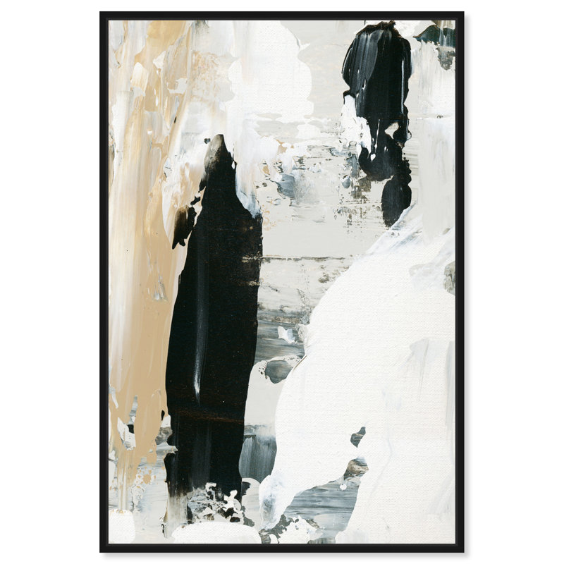 Gris chaud - peinture sur toile, H 45 po x l 30 po, Toile encadrée noire