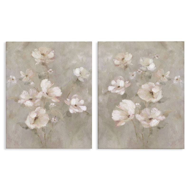 Ensemble de 2 toiles Arranged Blush Blossoms, design par Carol Robinson, H 20 po x l 16 po
