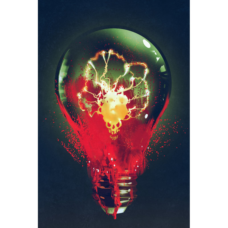 Skull Glowing Inside - Wrapped Canvas Print, 122cm H x 81cm W x 3.8cm D