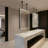 Black Ceiling Suspended Vertical 1 Side LED Mirror -123223392