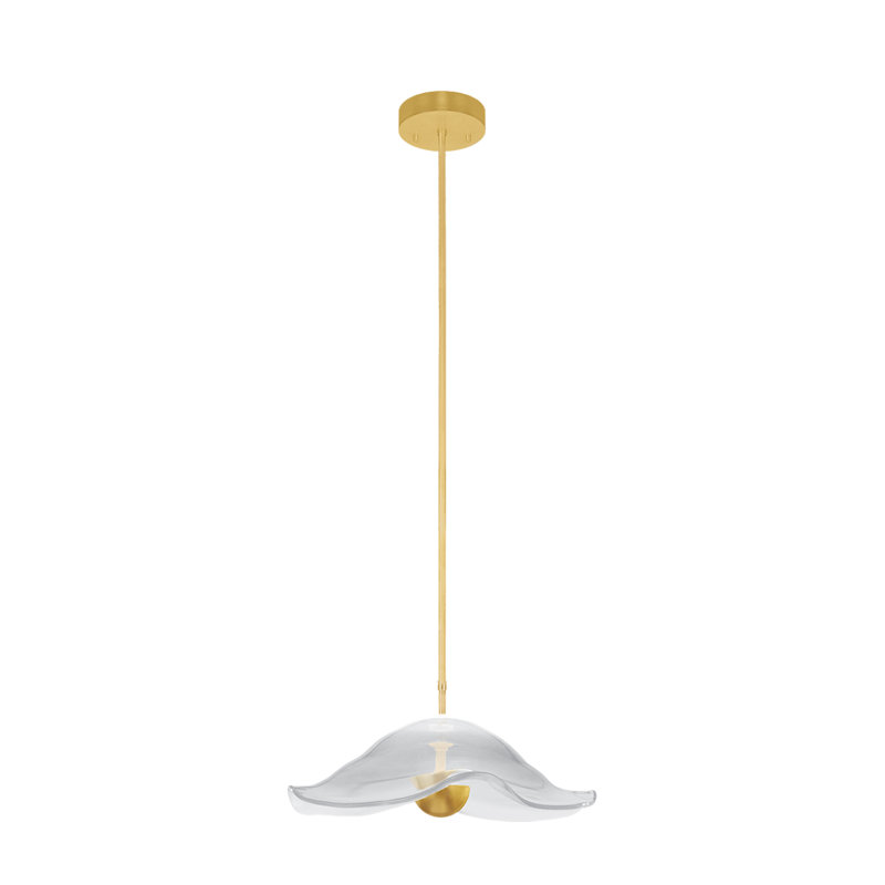 Luminaire suspendu rond l 12 po Embark, H 79,25 po x l 20 po x P 20 po, Clair, Feuille d'or standard