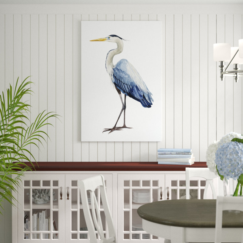 «Seabird Heron I», peinture sur toile, H 48 po x l 32 po