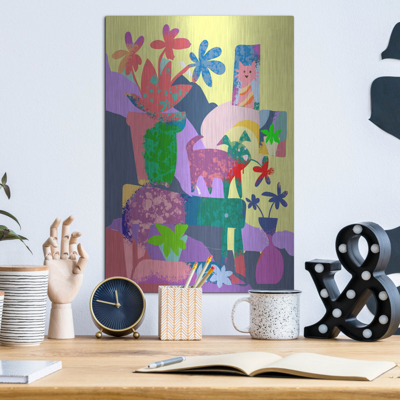 «Cat In The Window» par Holly McGee, art mural en métal, H 16 po x l 12 po