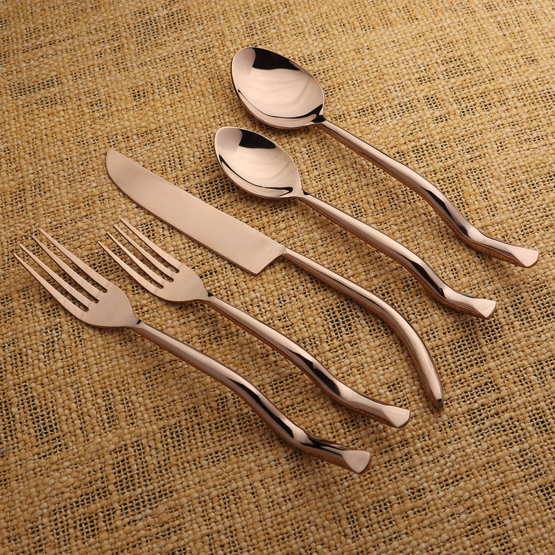 Ensemble de couverts Inox Twig Design, Or rose, 4