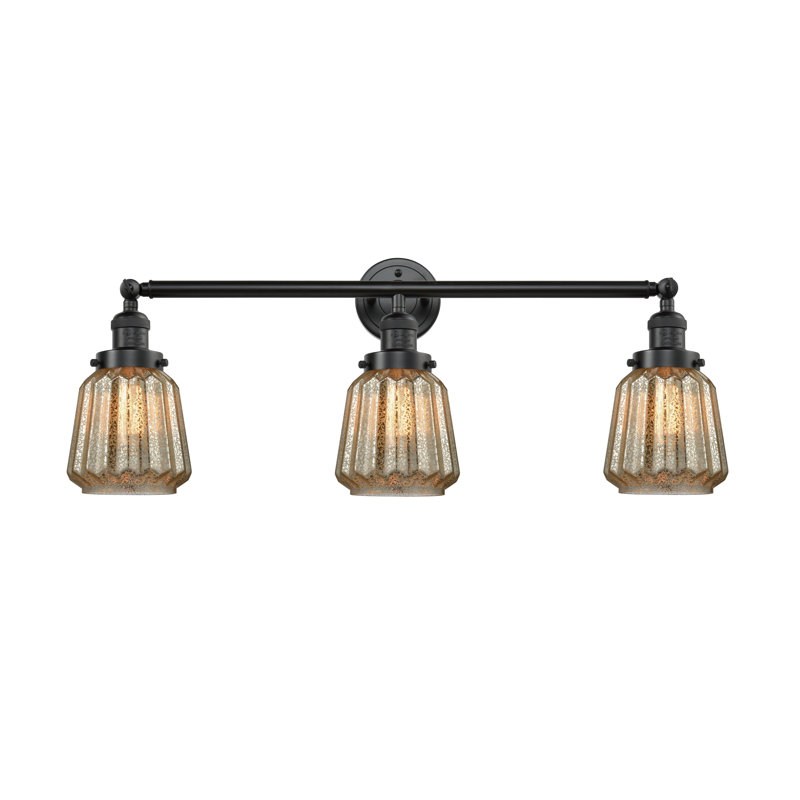 Vinson 3 - Light Dimmable Vanity Light, 6 Watt Vinage LED Bulb, Mercury Plated, Oil Rubbed Bronze