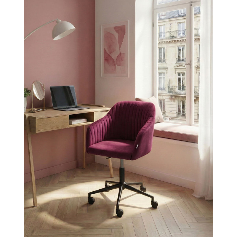 Canora Grey Velvet Office Chair, Red