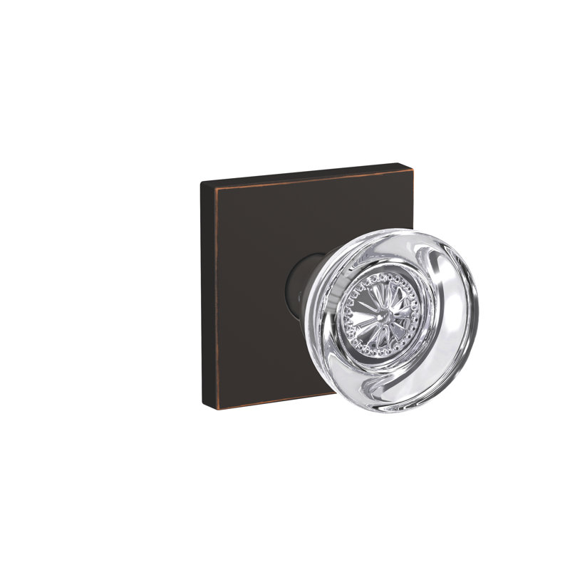 Custom Hobson Hall-Closet and Bed-Bath Glass Knob with Collins Trim, Aged Bronze