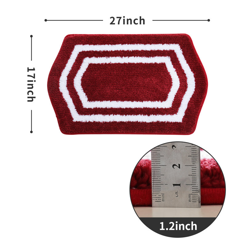 Tapis pour salle de bain Shilyn, L 17 po x L 27 po, Rouge