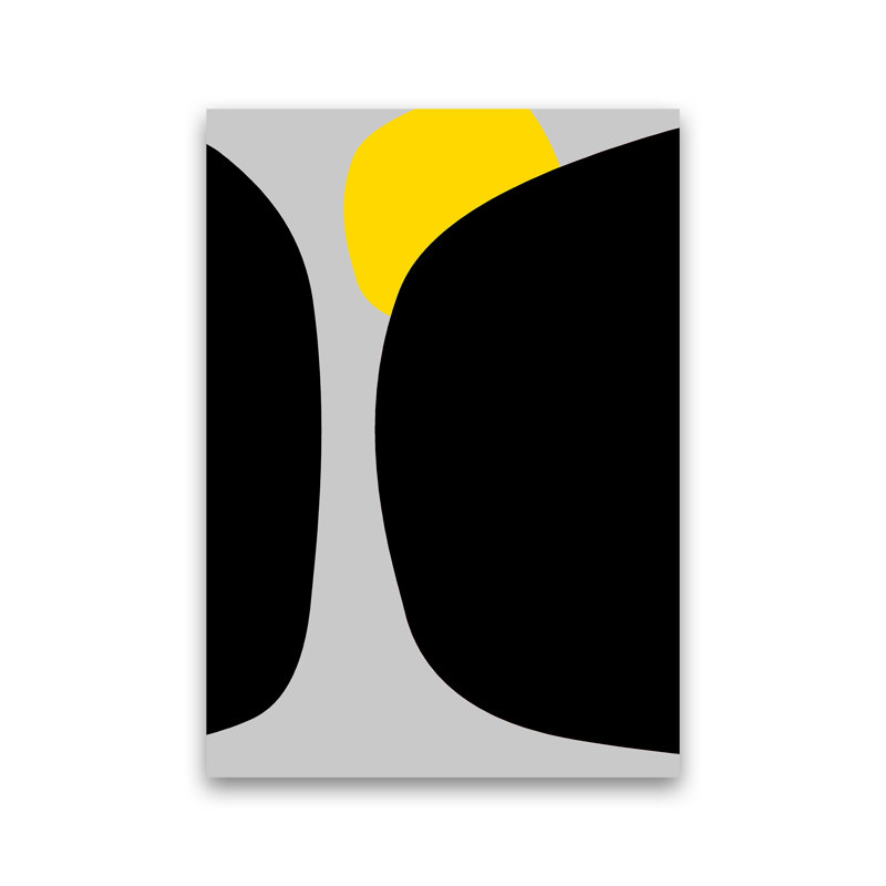 Abstract Shapes With Yellow Original B - Print, No Frame, 42cm H x 30cm W x 1cm D