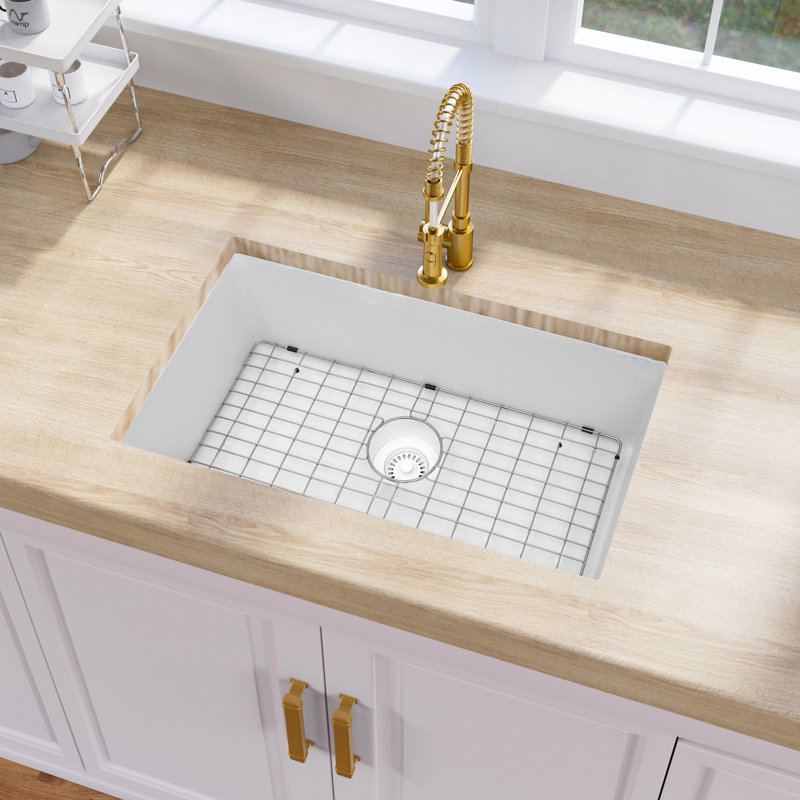 31'' L Undermount Single Bowl Granite Kitchen Sink, White