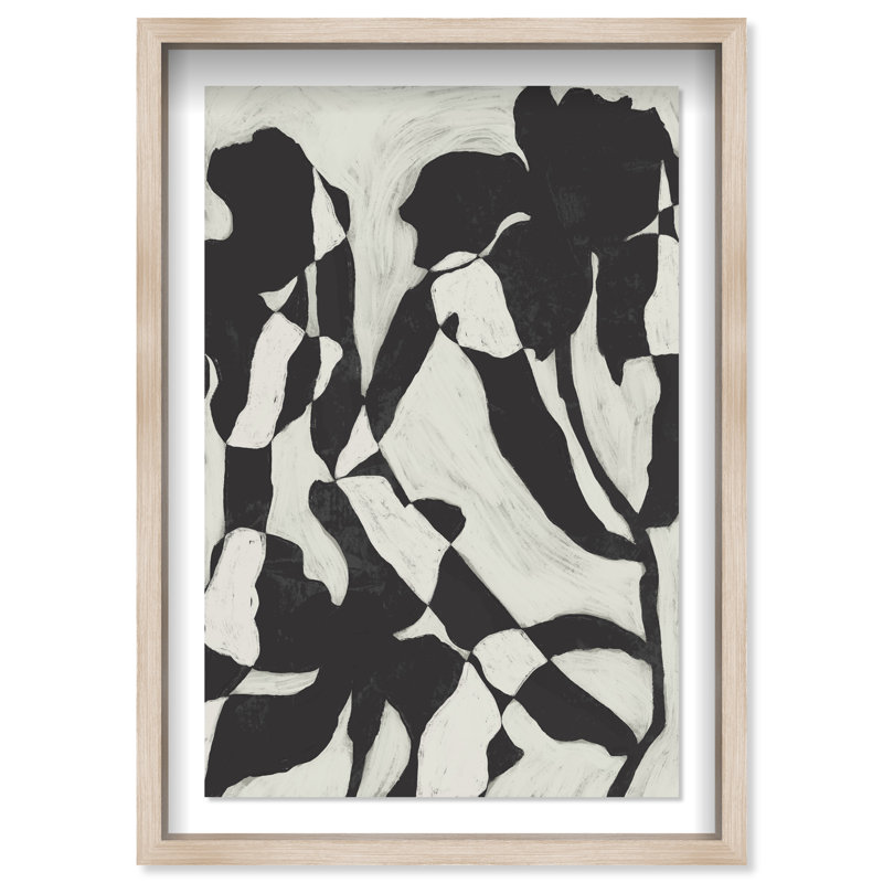 Floral Contrast Print by Oliver Gal, Natural Oak Shadowbox, 17.5"H x 25.5"W