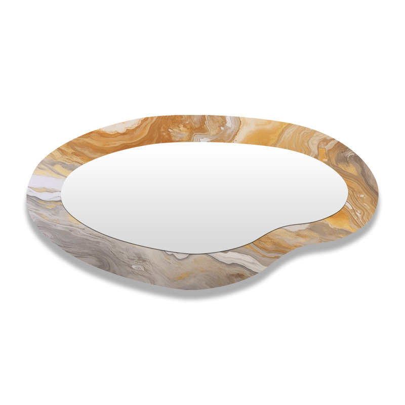 Grand miroir mural asymétrique moderne en marbre gris subtil