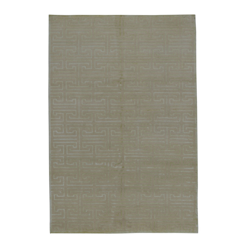 Tapis ivoire et vert clair de grande qualité noué à la main Windsom