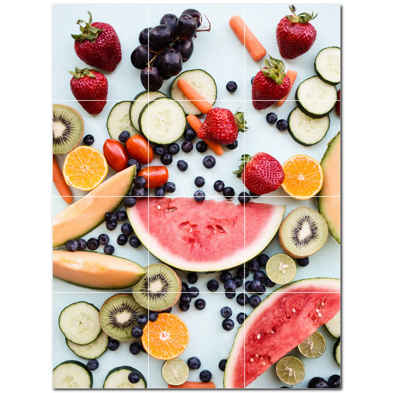 Murale en céramique satinée Fruit Photo 4,25 po x 4,25 po