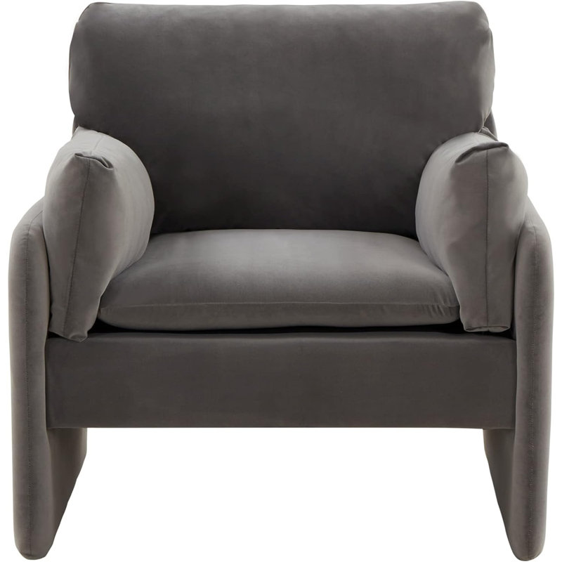 Azarious Velvet Barrel Chair, Dark Gray Velvet
