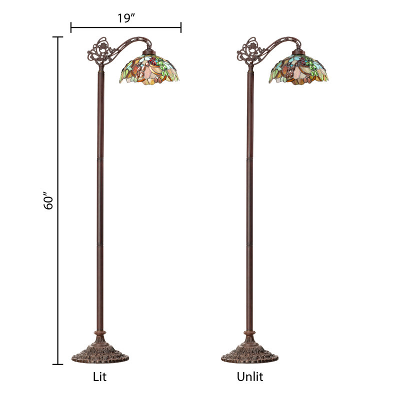 60"H Victoria Brown Candlestick Base With Stained Glass Dome Shade Floor